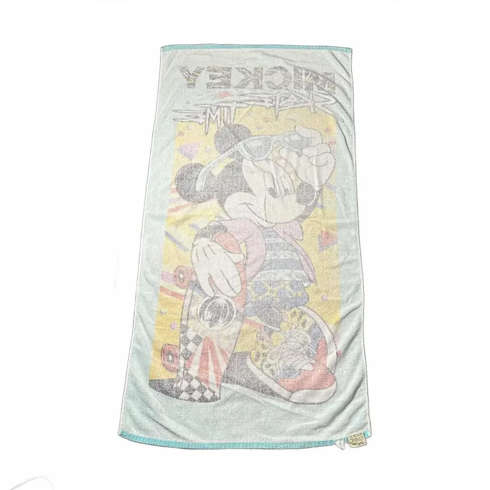 Vintage Mickey Mouse Skate Time Beach Towel - 90s Disney - Retro Pool Towel